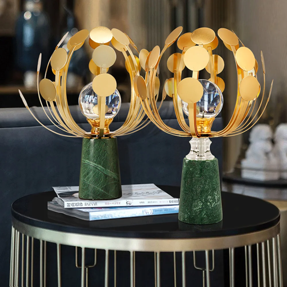 

Modern light luxury ornaments creative home living room porch crystal ball crafts metal marble ornaments