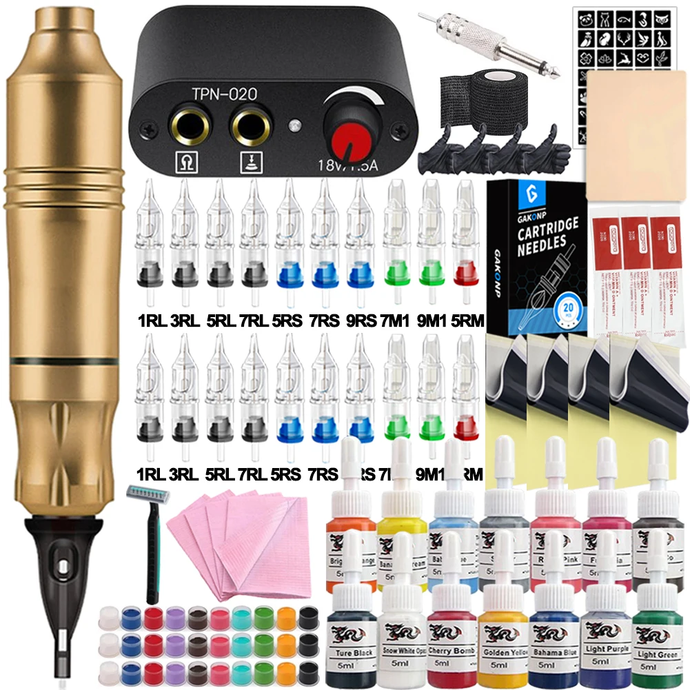 

Tattoo Machine Kit Rotary Tattoo Pen Machine Set with Tattoo Power Supply Needles Tattoo Pen Kit for Tattoo Artists Beginners