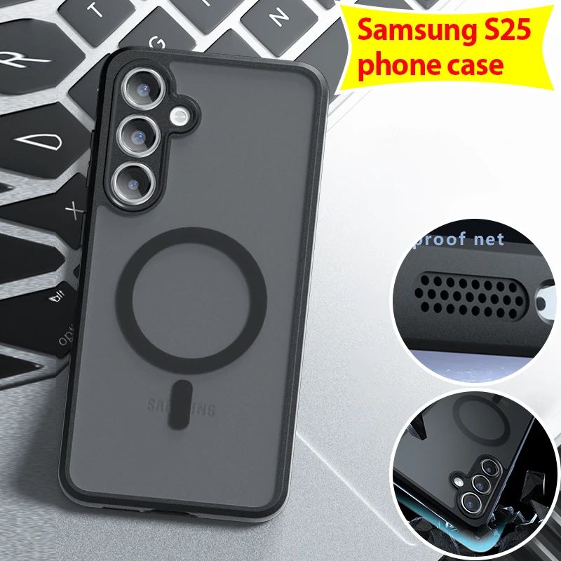 

Luxury New Matte Translucent Business Phone Case for Samsung Galaxy S25 S24 Ultra S23 S22 Plus S20 S21 FE Magsafe Magnetic Cover