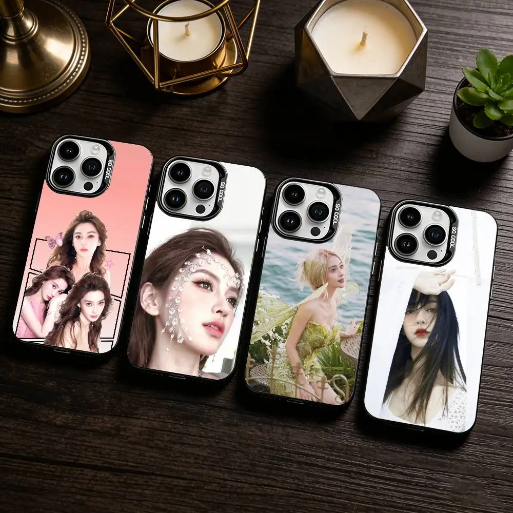 

C-Chinese Star Angelababy Phone Case For iPhone 17,16,15,14,13,12,11 Plus,Pro Max,XS,Colored silver phone case