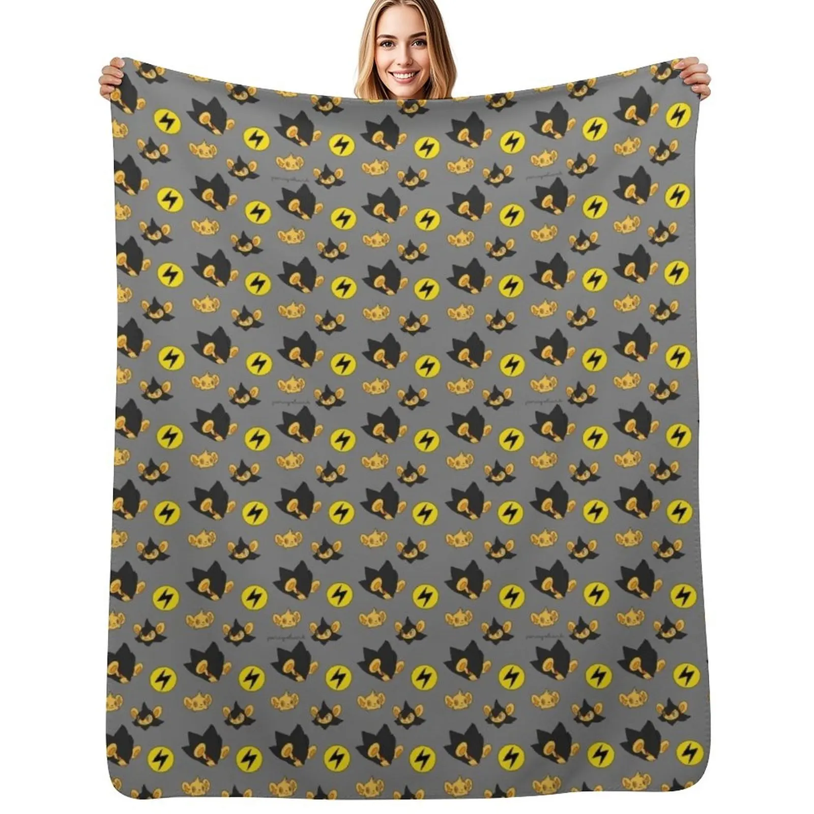 Electro Lion Trio - Shiny Throw Blanket Machine Washable Soft Warm Blanket