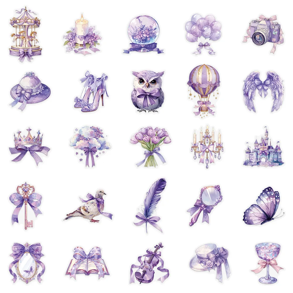 50 قطعة من الملصقات الأرجوانية الخيالية الكرتونية على شكل قلب جرلي شفاف للحيوانات الأليفة المزخرفة للكمبيوتر المحمول والأمتعة iPad ملصقات مقاومة للماء لعبة أطفال #4