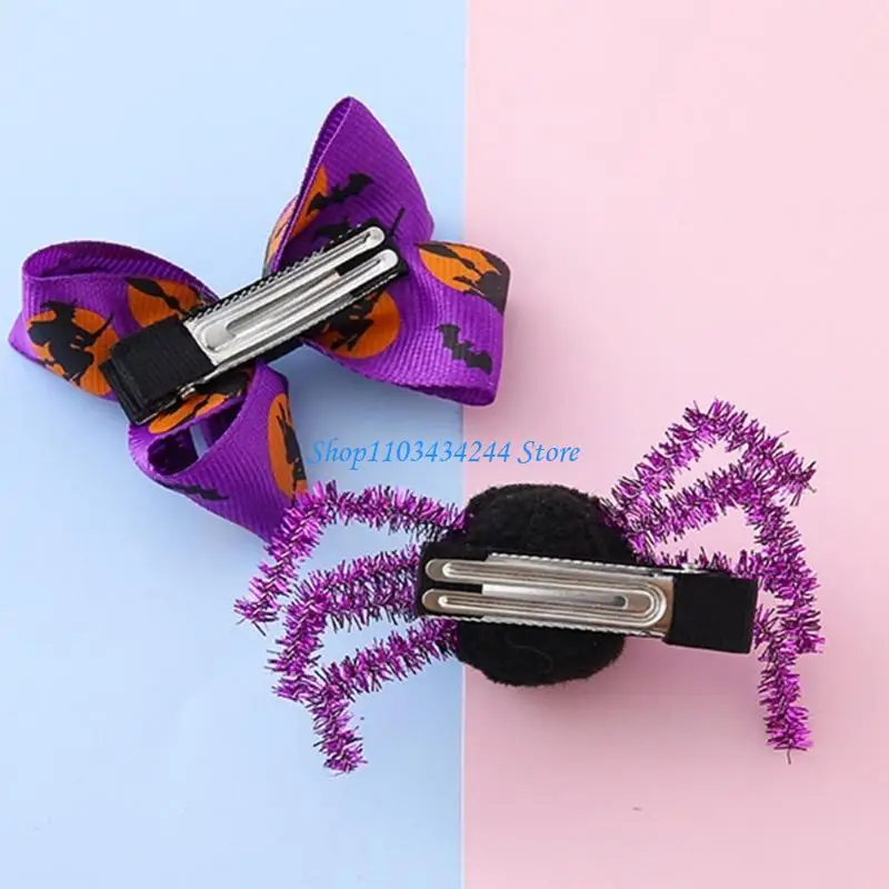 فيونكات شعر الهالوين للأطفال مع مشابك تزيين عناكب ثلاثية الأبعاد وإكسسوارات شعر أساسية للحفلات #4