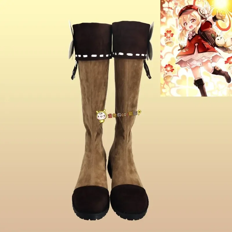 أحذية Genshinimpact Klee التأثيرية لعبة الرسوم المتحركة الهزلية أحذية طويلة Klee أزياء تنكرية أحذية الدعامة لحفلات الهالوين