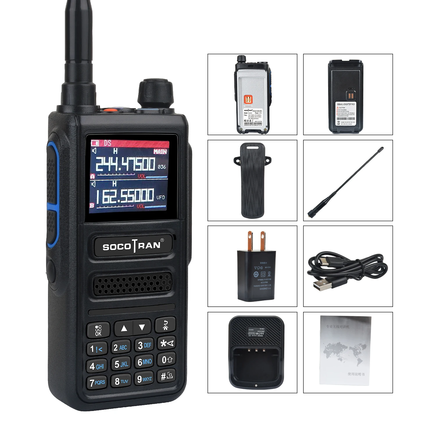 Socotran 10W FB-8810  Amateur Two Way Radio Transceiver 6 Bands 256CH Dual PTT NOAA Scanner Aviation Walkie Talkie Long Range