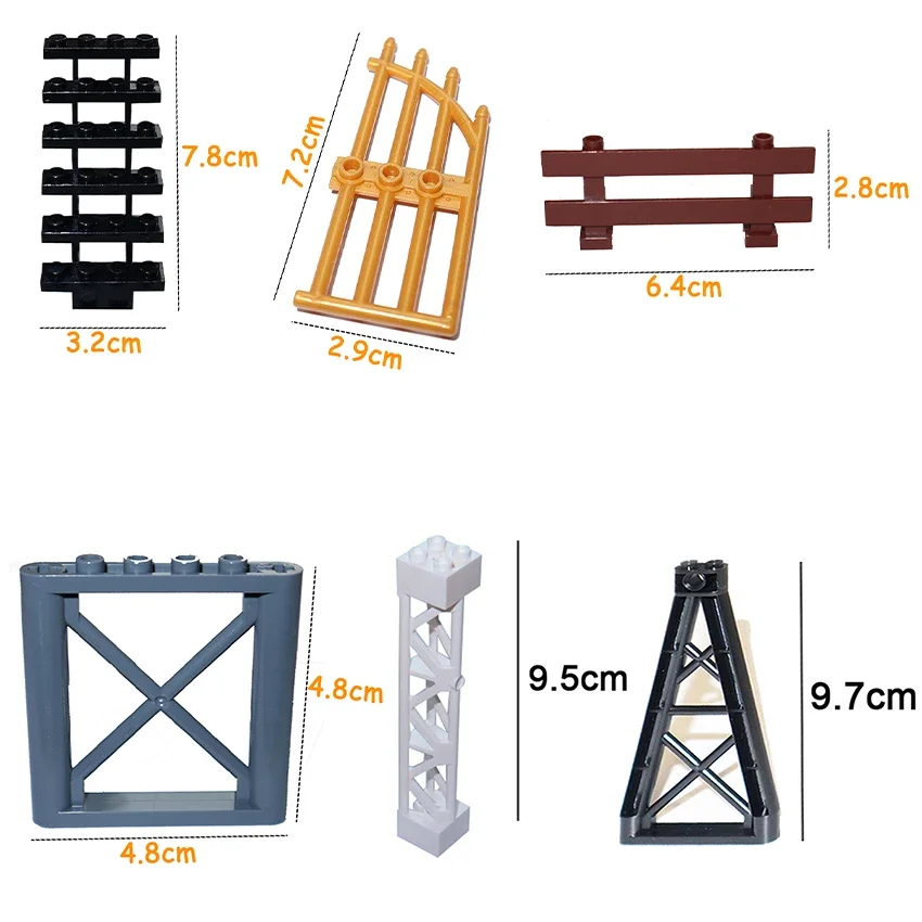 

Building Block City Accessories MOC Part Fence Railing Stair Barrier Ladder Guard Bar Castle Garden Farm Military Assemble Brick