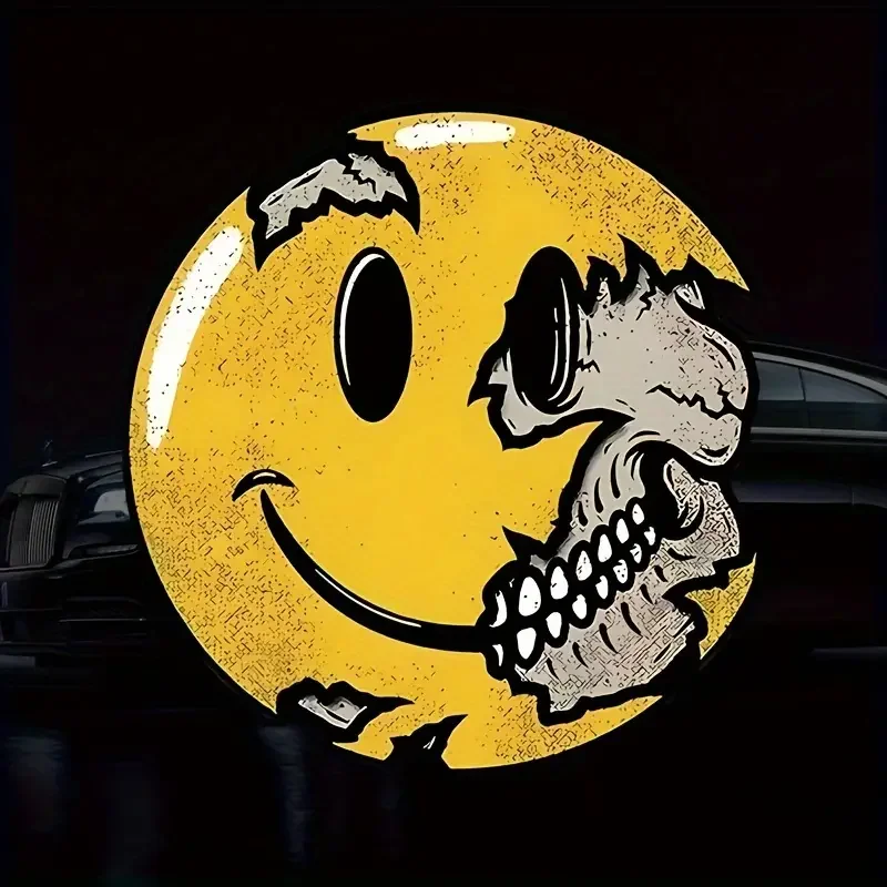 

1 шт., получереп, счастливое лицо, наклейка на мотоцикл, водостойкая наклейка для мотоцикла «сделай сам», боковые панели, обтекатель топливного бака, виниловые наклейки, декор на Хэллоуин