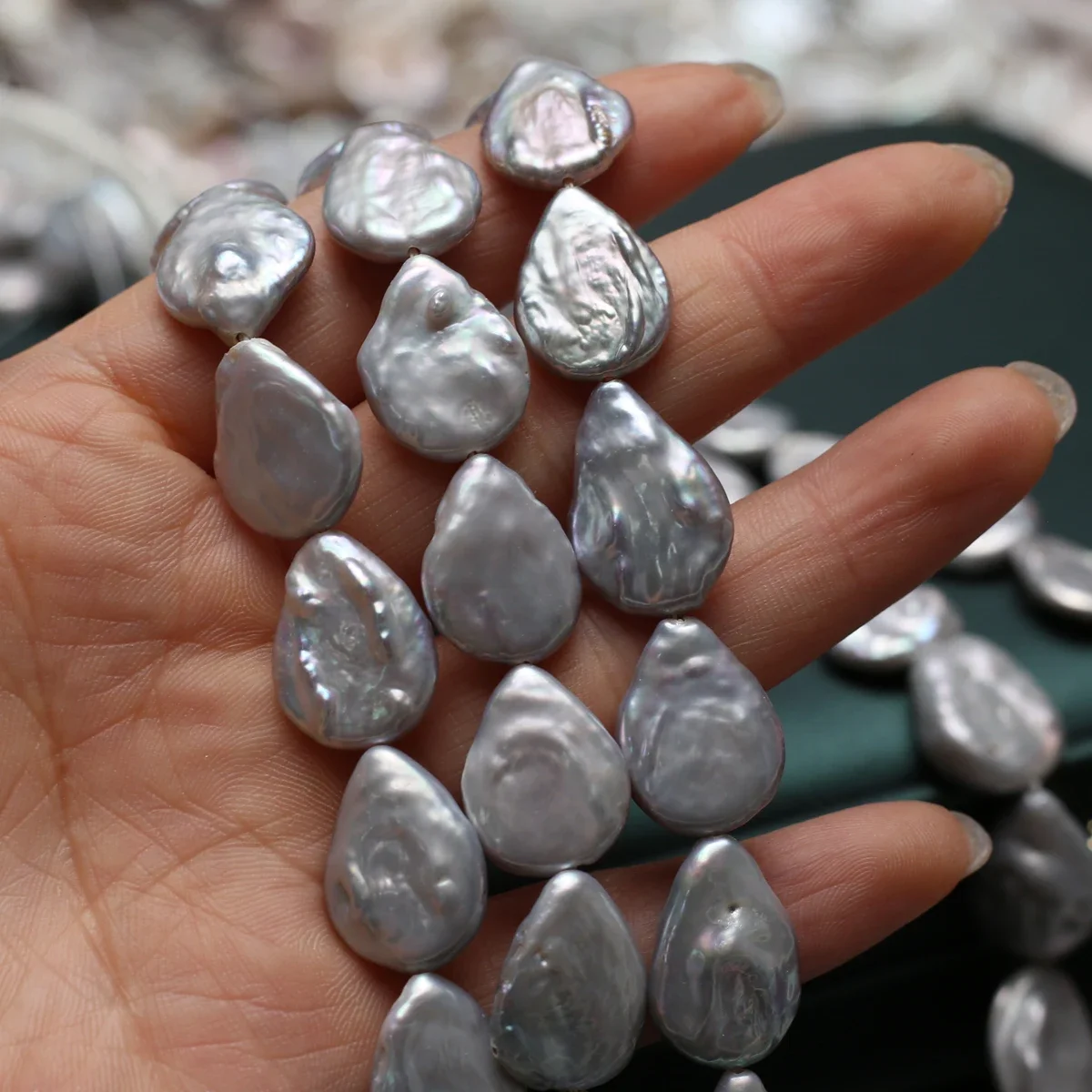 

15x20mm AAA Gray Big Drop Natural Freshwater Pearl Baroque Fine Bead Women Gift Jewelry Make DIY Necklace Bracelet Accessories