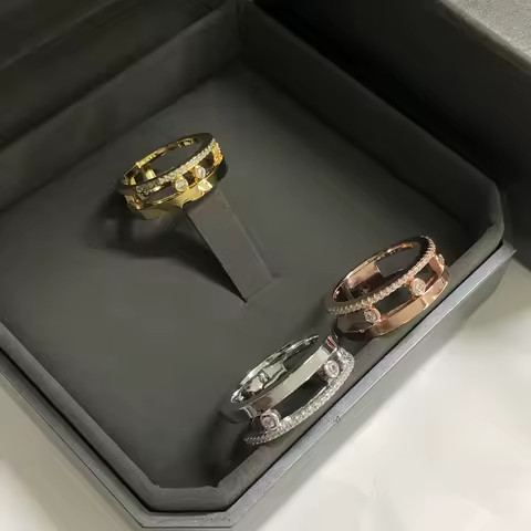 925 Sterling Silver Luxury Jewelry Women's Wedding Ring. Sliding Stone Romane Ring.Exquisite Proposal Ring Anniversary Jewelry