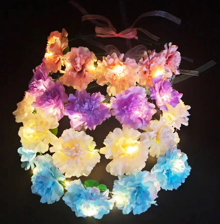 Women Girl Led Headband Glow Flower Crown Wreath Birthday Gift Festival Wedding Party Favors Hair Accessories Garland Decoration