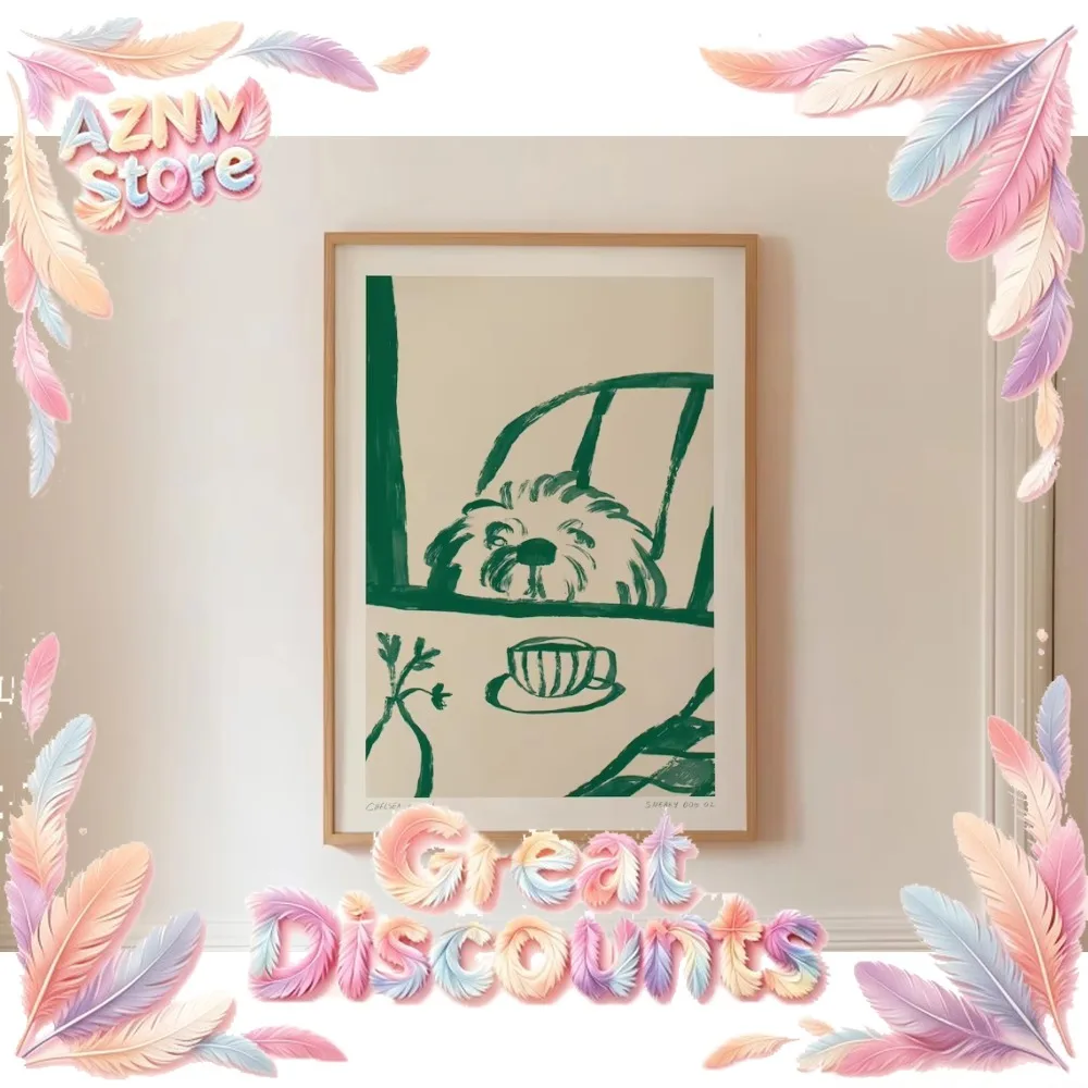 Kitchen Canvas Prints Abstract Coffee Wall Art Funny Diner Decor Modern Animal Sketch Picture Breakfast Poster Artwork 2026