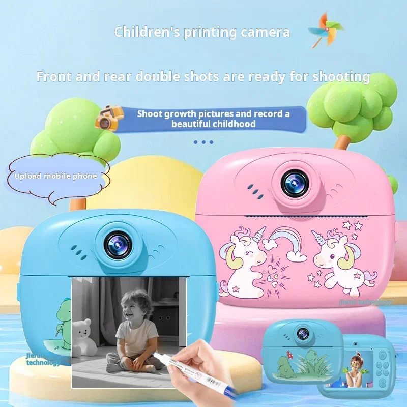 Kids Thermal Print CameraKids Toy Camera HD Video 1080P Digital Mini Instant Print Dual Camera Children Camera Birthday Gift