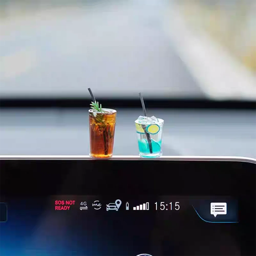 Funny Mini Drink Cup Car Ornaments Cute Simulation Iced Americano Iced Tea Drink Car Center Console Decorations Diy Crafts Gifts