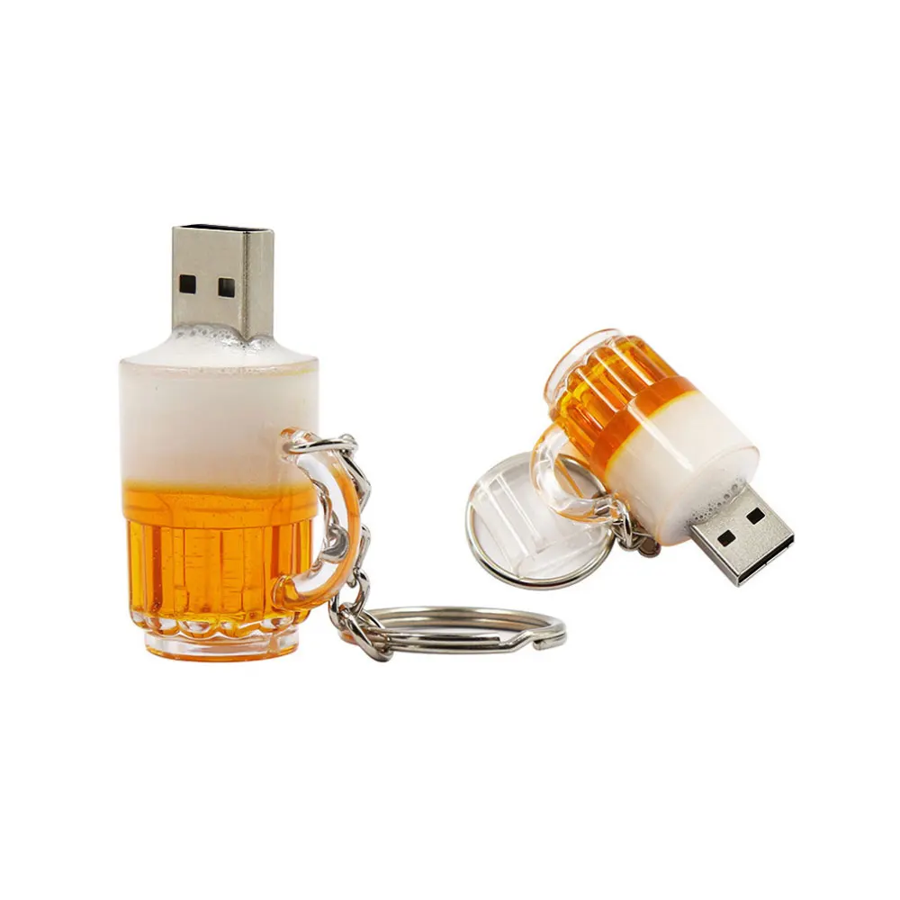 Beer Cup Model USB Flash Drive 128GB Creative Gifts Memory Stick Free Key Chain Pen Drive 32GB High Speed Pendrive 16GB