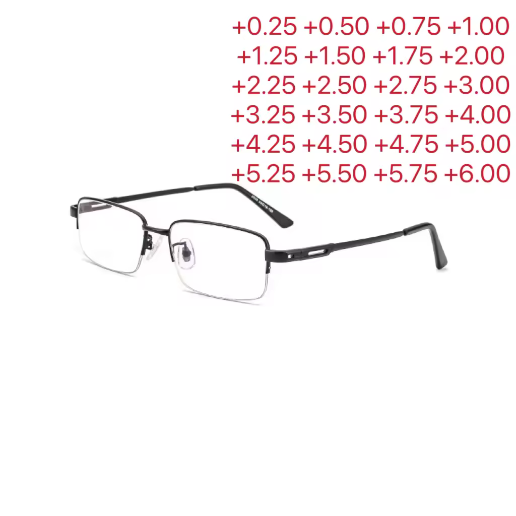 Half Metal Frame Nearsighted Glasses Unisex Prescription Myopia 0+0.25+0.50+0.75+1.00+1.25+1.50+1.75+2.00+4.00+5.00+5.25+5.50+6.