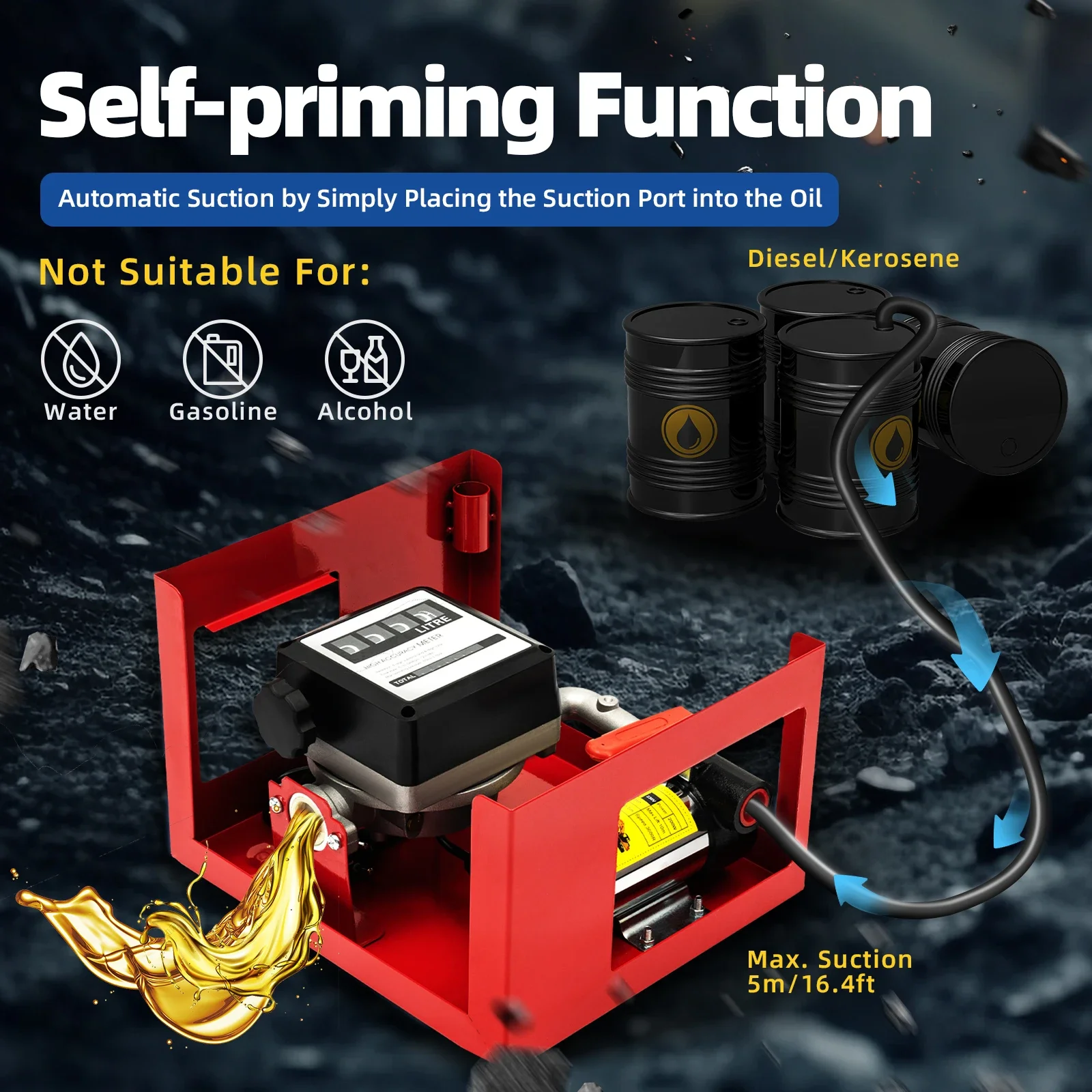 40/60L/Min Bio Diesel Oil Self-Priming Fuel Gun With Automatic Counter Pump