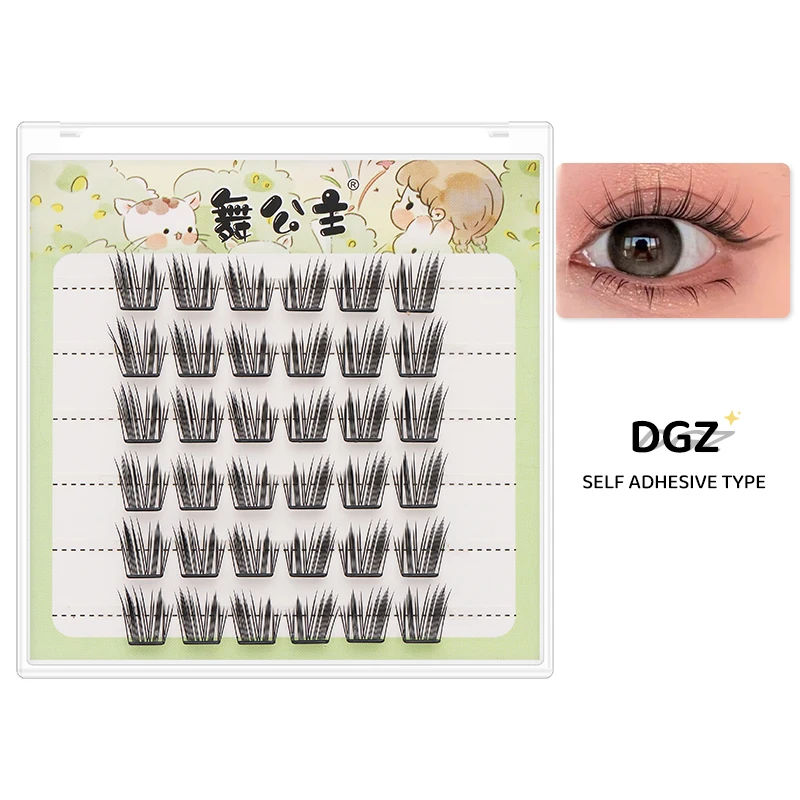 DINGSEN Selbstklebende Cluster-Wimpern, 6 Reihen, einzelne Wimpern, kein Kleber erforderlich, koreanisches Make-up, DIY-Wimpern, natürliche Wimpern – Detail 26