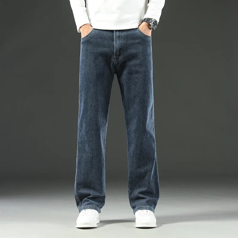 2026 New Style Y2 Spring and Autumn Loose Jeans Men's Baggy Straight Wide Leg Business Casual Pants Brand Men's Clothing