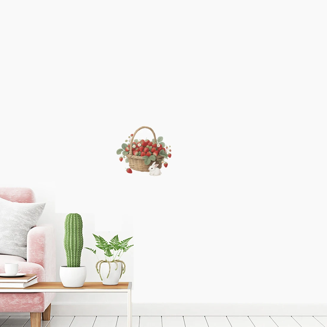Three Ratels CEE15 Beautiful Strawberry Basket Art Wall Stickers for Home Decoration, Kitchen and Refrigerator decals