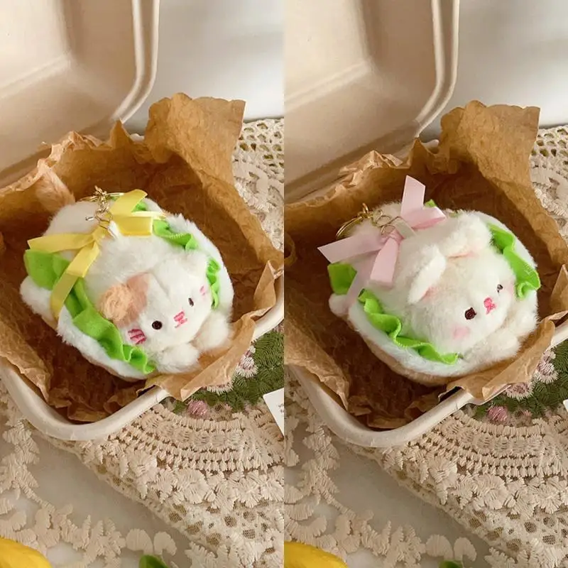 Lindo Animal de dibujos animados colgante de perro caliente llavero de felpa Kawaii comida creativa muñeco de peluche encanto mochila colgante accesorios regalos