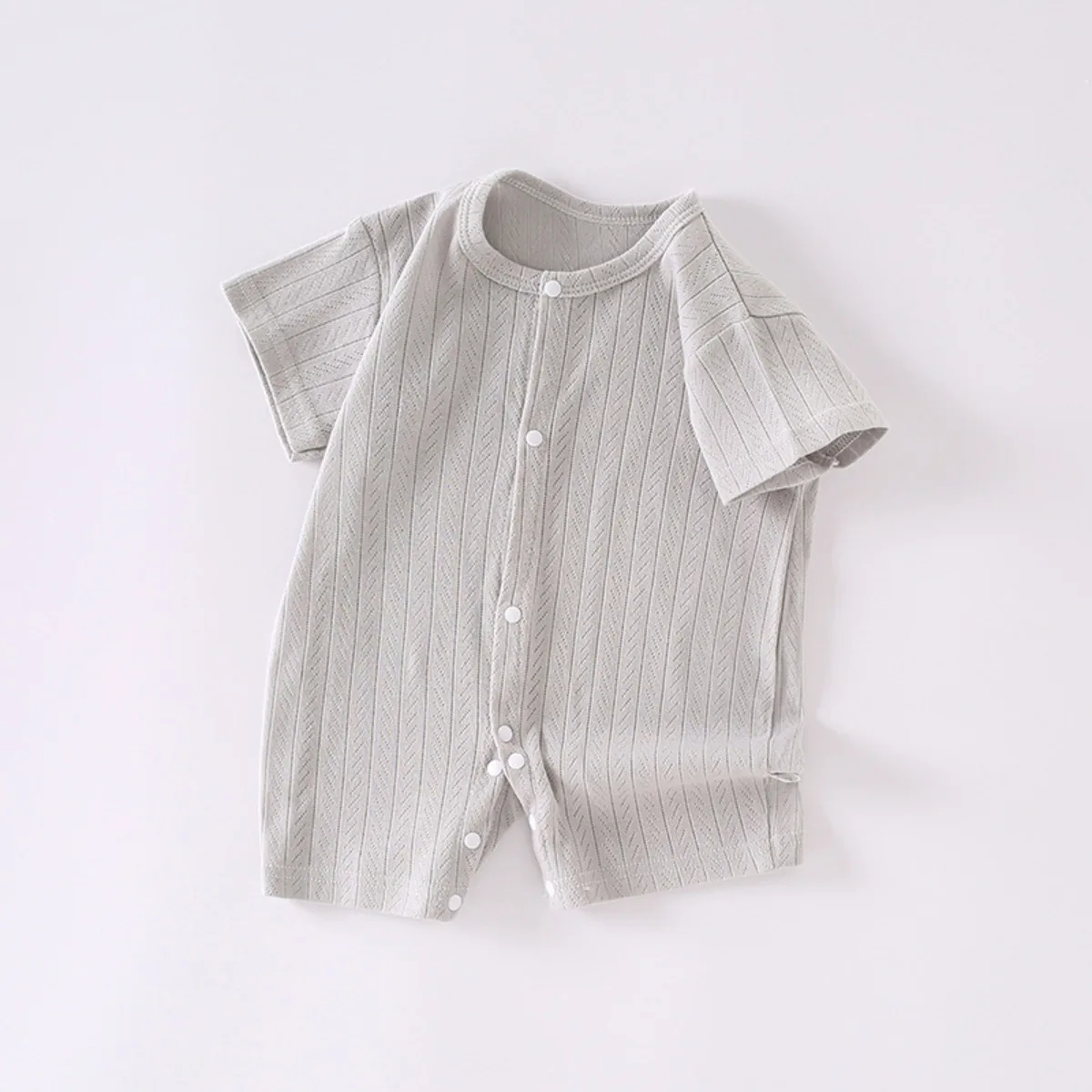 Stylish Baby Unisex Breathable Jacquard Mesh Romper 0-18M Babe Summer Lightweight Short Sleeve Jumpsuit Infant Soft Comfy Onesie