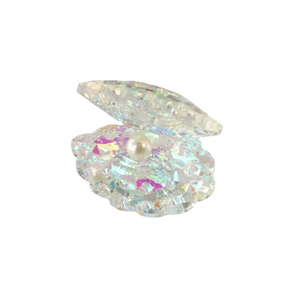 Reflective Crystal Conch Shell with Pearl Pearl Clam Ornaments Sun Catcher Crystal Seashell Figurine Collectible