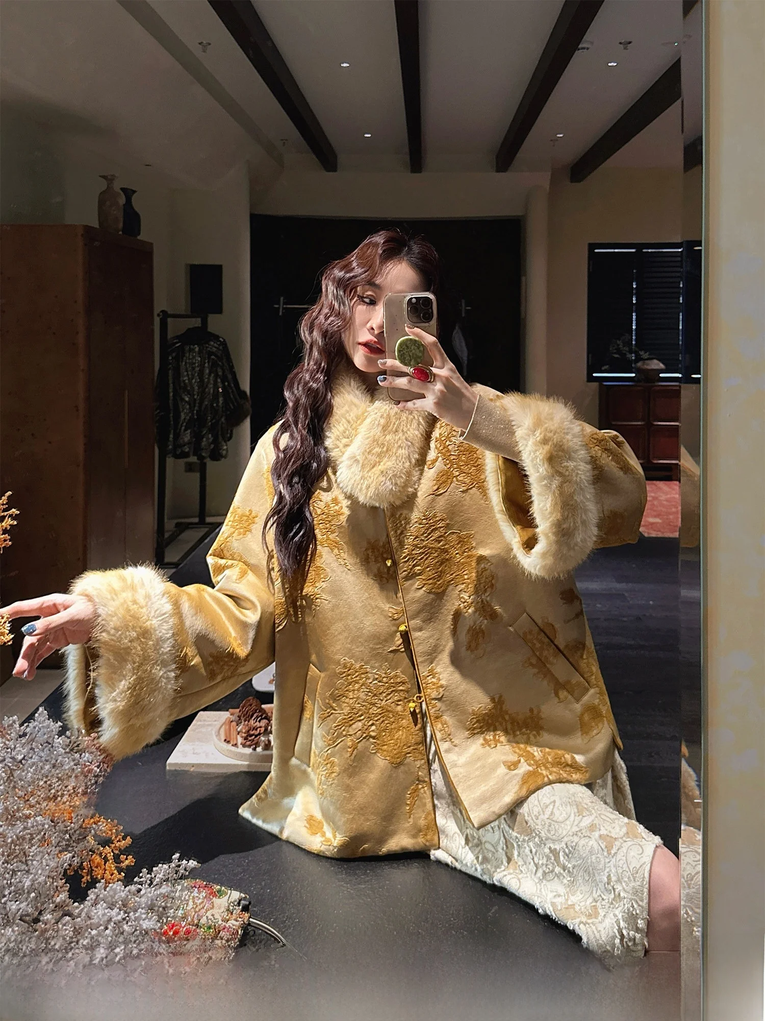 

Зимняя куртка Sanji Bla Flower из утолщенного хлопка, новая модель 2025 года, модное пальто с длинными рукавами