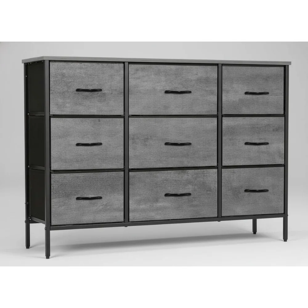 

Modern 9-Drawer Fabric Dresser, Large Storage Cabinet for Bedroom, Nursery, Dorm - Gray