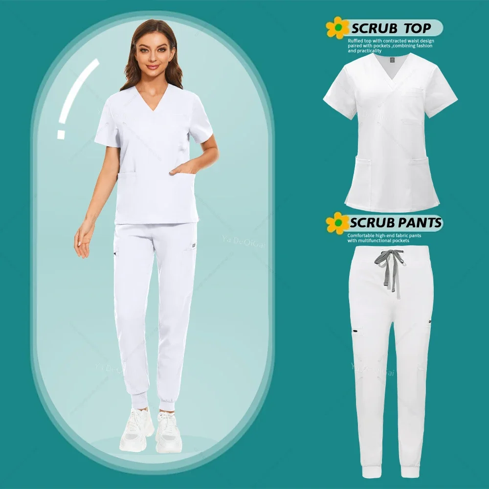 Veelkleurige Medische Scrubs Sets Unisex Arts Verpleegkundige Werkkleding Lab Phary Uniformen Ziekenhuis Top Broek Orale Tandheelkundige Chirurgie Kleding