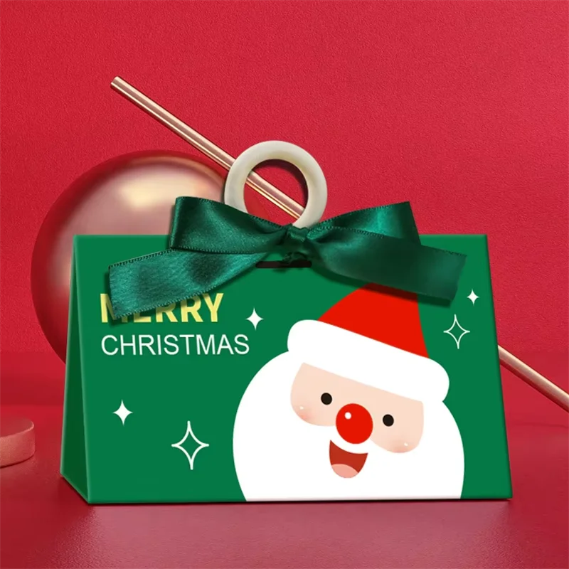 

10 Pieces Christmas Packaging Apple Box Old Man Tree Snowman Biscuit Food Dim Sum Candy Party Kindergarten Portable Carton