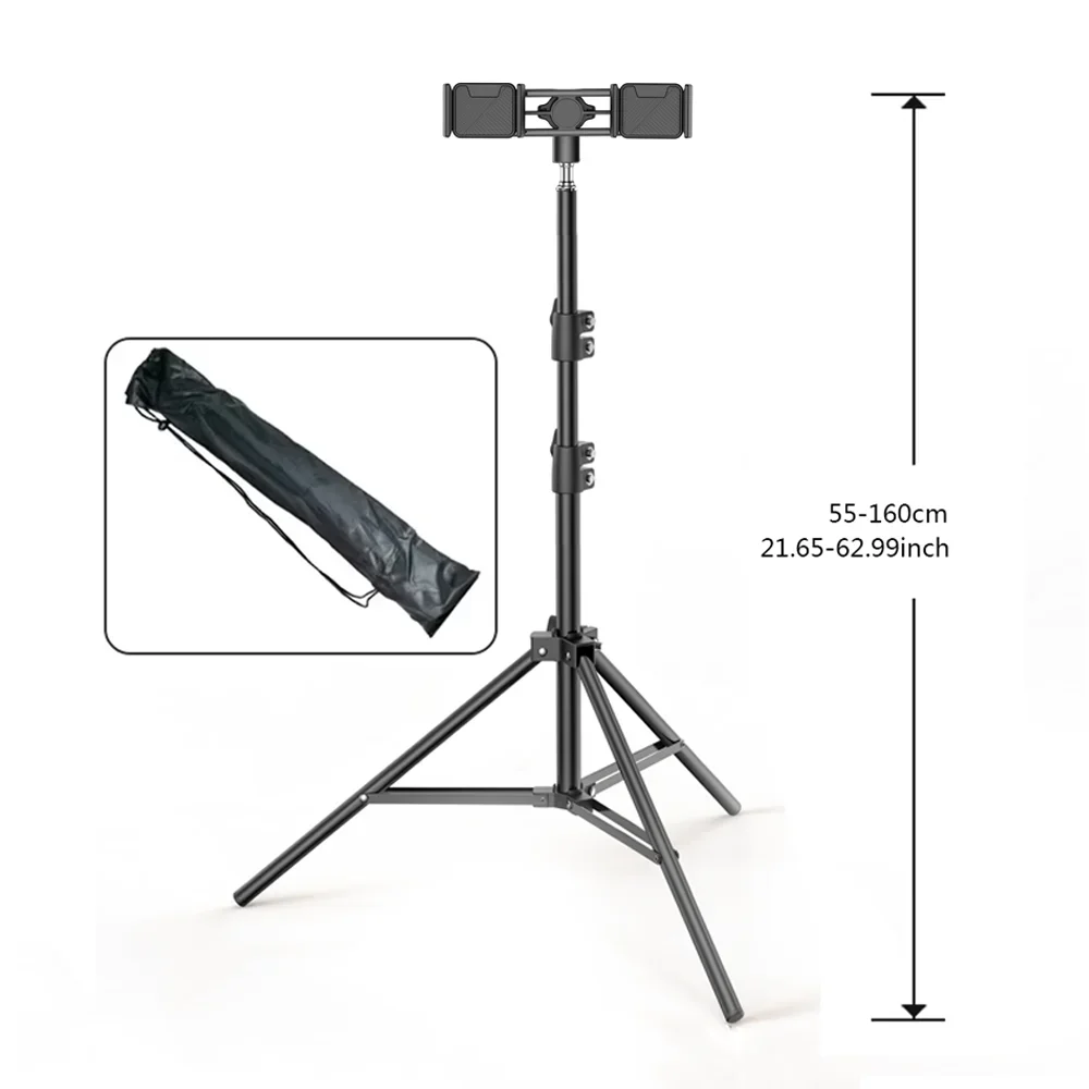 Dual Phone Tripod Stand 1.6M with Clip product image