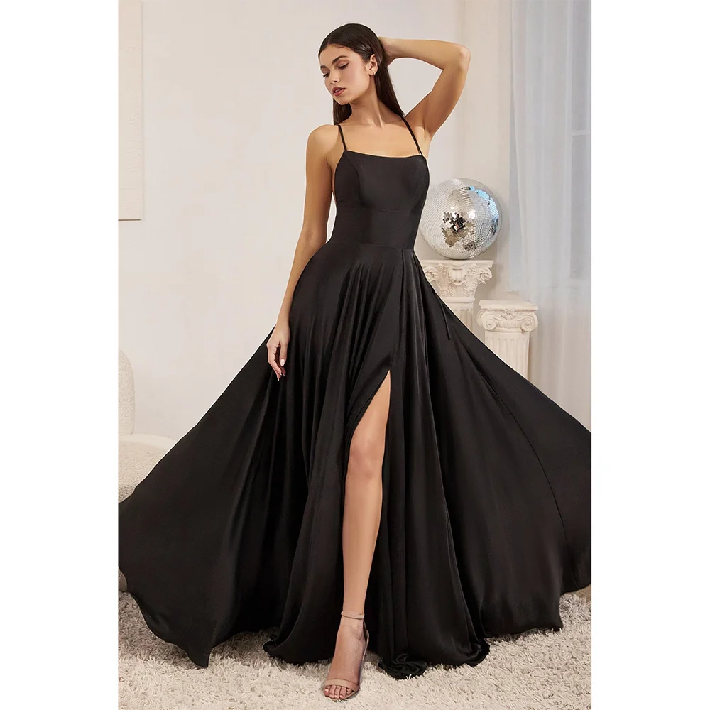 LoveDoris Bridesmaid Dress Straps Backless Evening Dress Prom Party Dress High Split Sexy Wedding Dress Customize