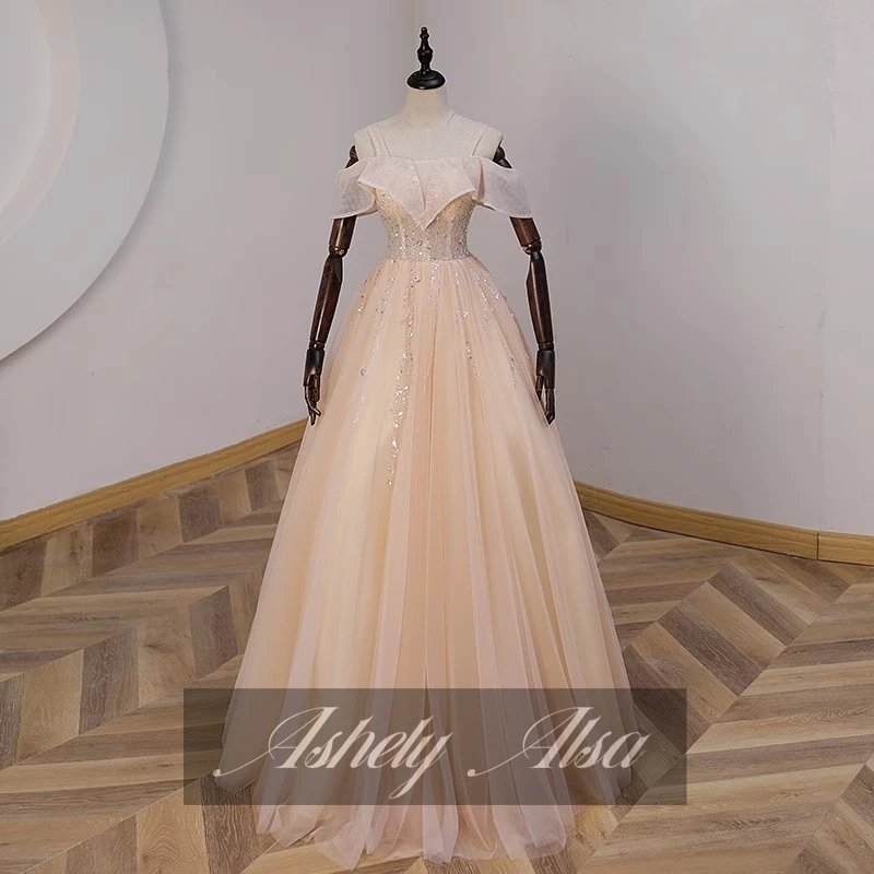 فستان Ashely Alsa 2023 أنيق طويل للحفلات الراقصة بأكمام طويلة مزين بالترتر من Quinceanera للفتيات عمر 16 سنة فستان عيد ميلاد فتاة 15 أنوس