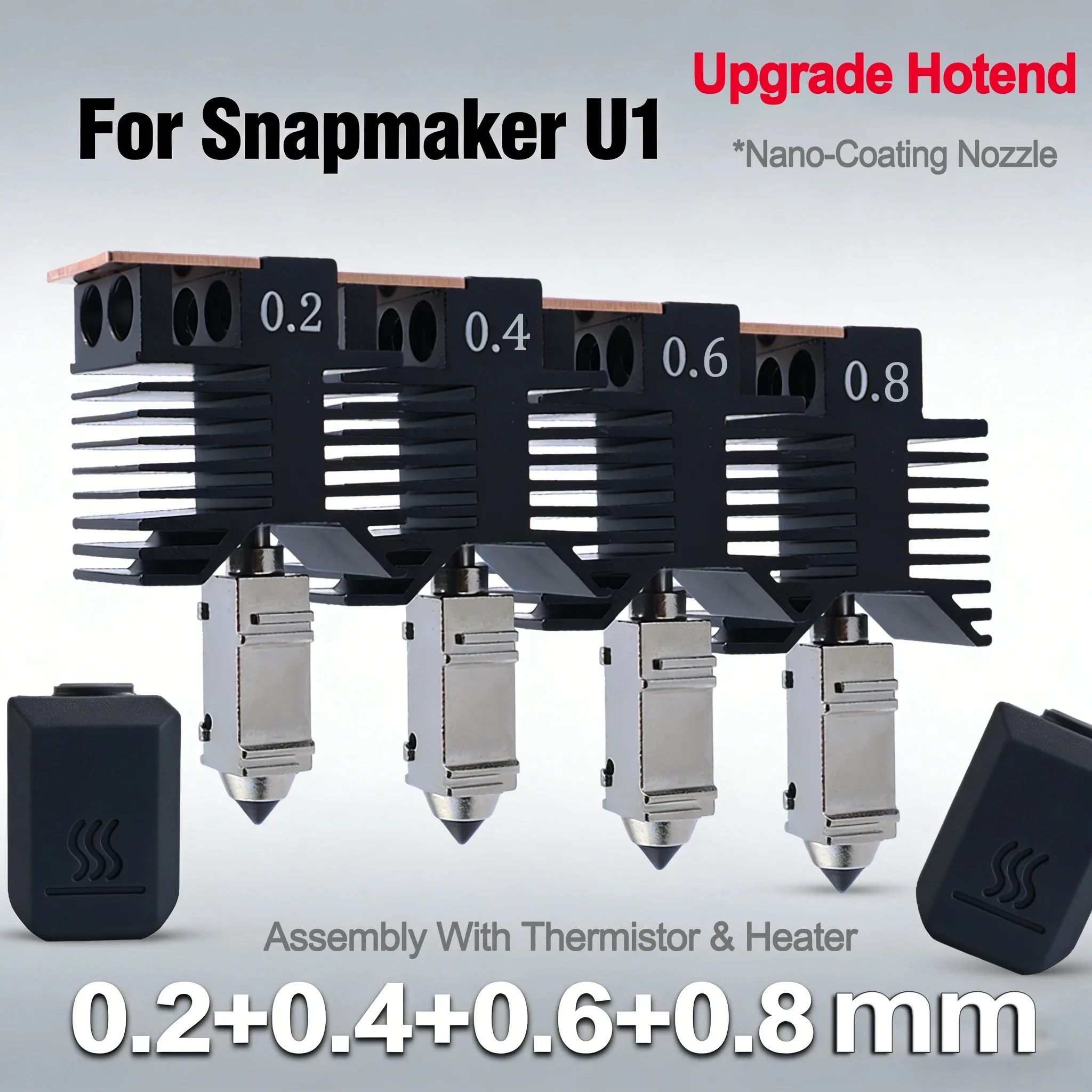 

For snapmaker u1 0.2/0.4/0.6/0.8mm Hotend kit Ceramic Heating Block Kit Precise Heating Plug high flow for 3d print parts