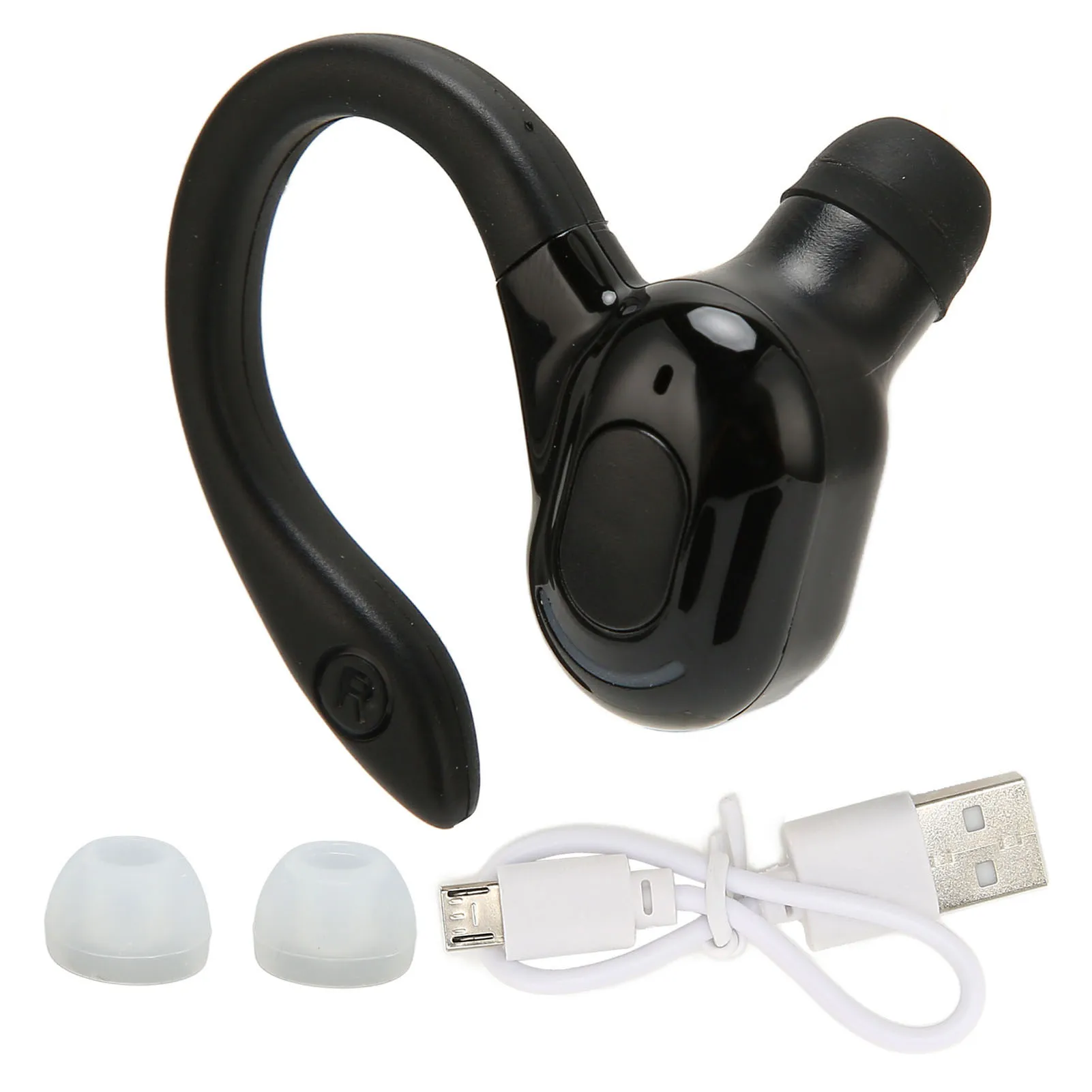 Single Ear Bluetooth Headset IPX4 Waterproof USB Charging Mono Wireless Earpiece 20H Playtime for Running Driving Gym Sport