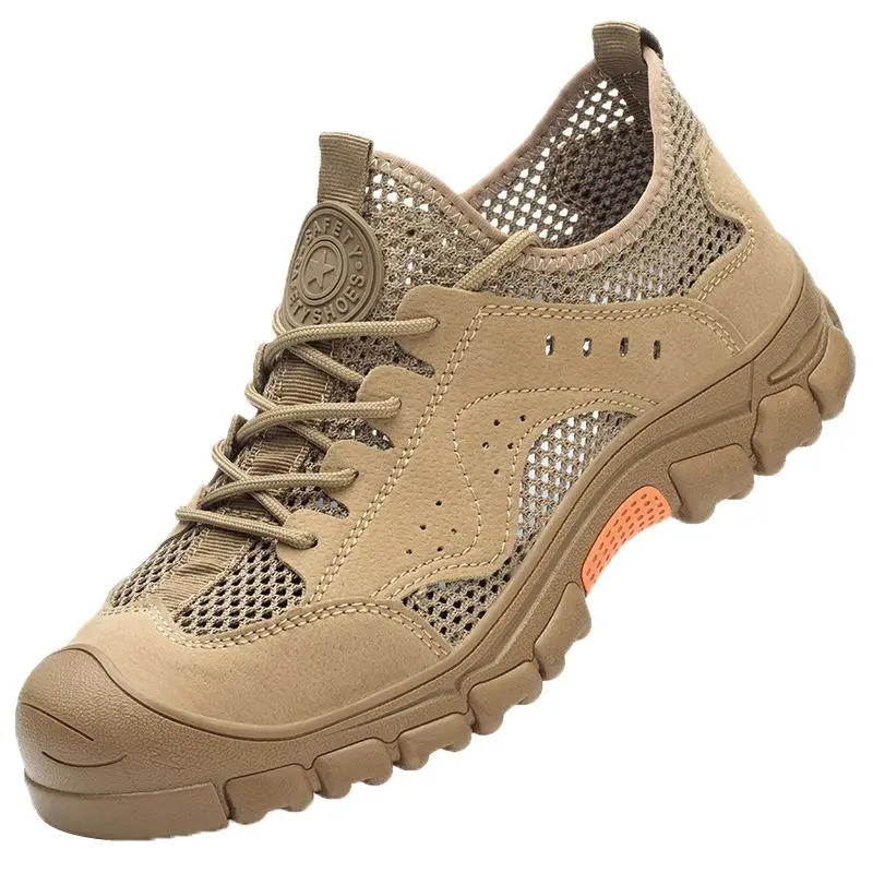 All Season Breathable Work Safety Sneakers Steel Cap Anti Impact Anti Nail Stab Slip Proof Shock Absorbing Factory Workshop