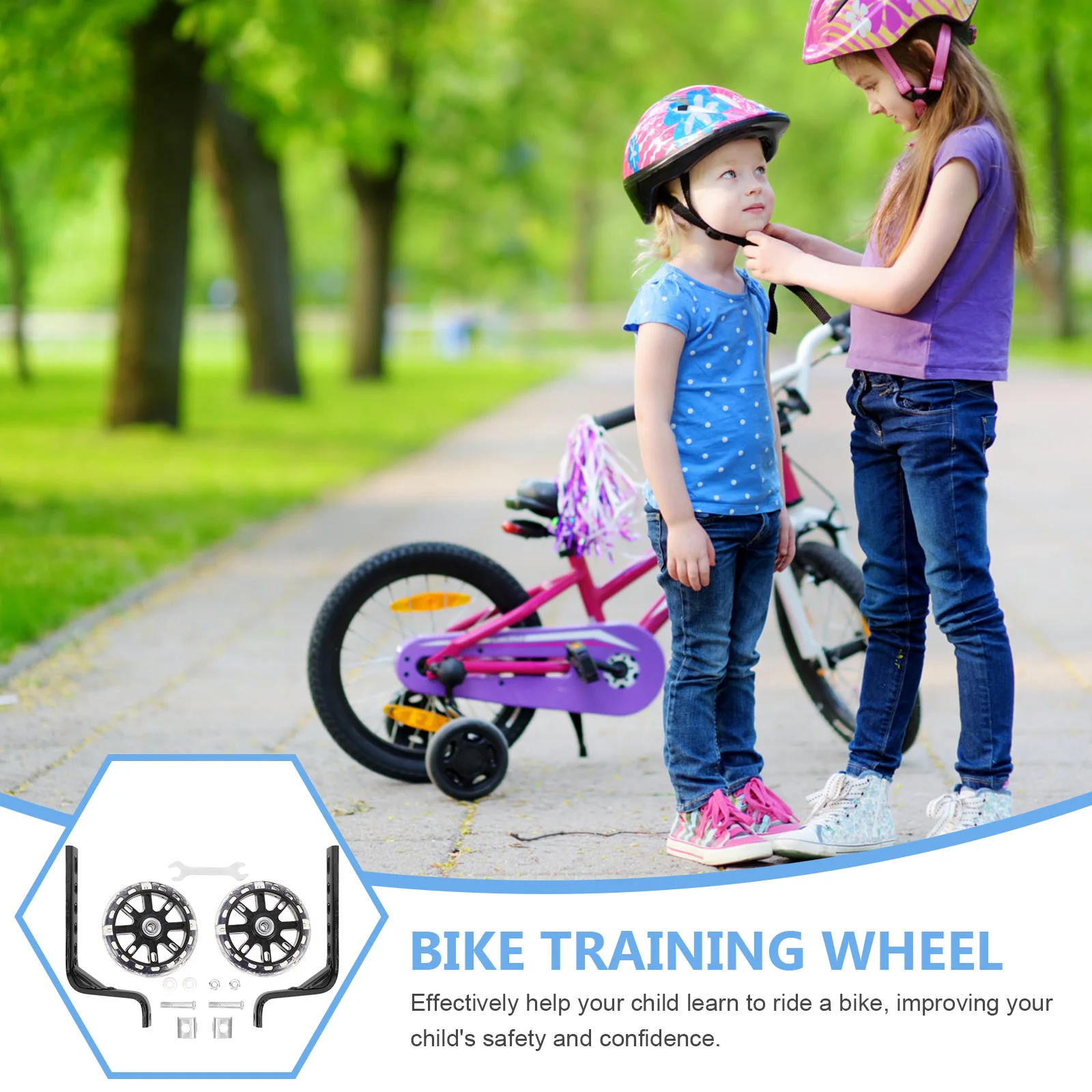 

2pcs Children Bike Auxiliary Glowing Stabilizer Training For 12-20 Inch Bicycles Thickened Stable Mute Wheels Easy Install Kids