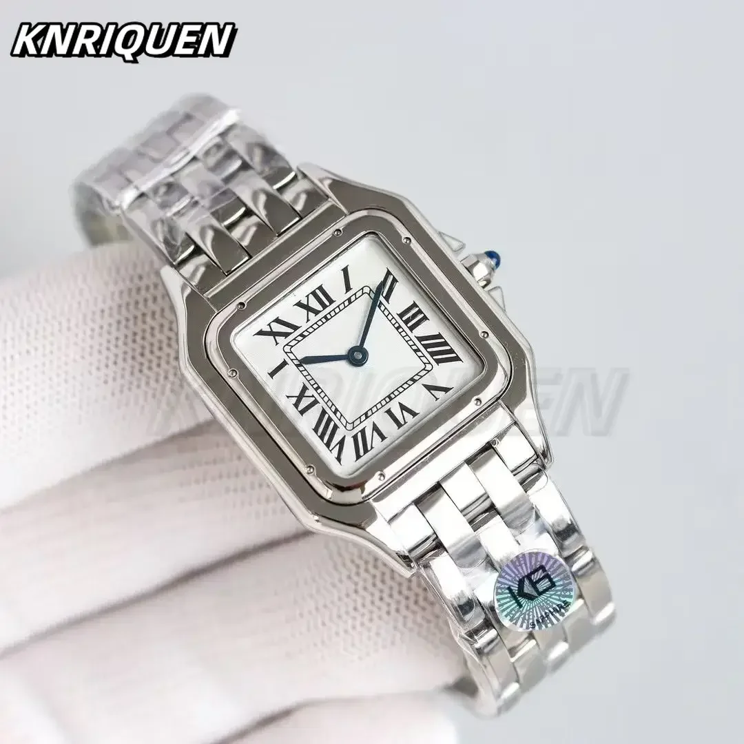 Top High KNRIQUEN Cartsri 27mm Fashion Woman Rose Gold Silver 316L Stainless Steel 751 Quartz Watch Movement with Blue Hands