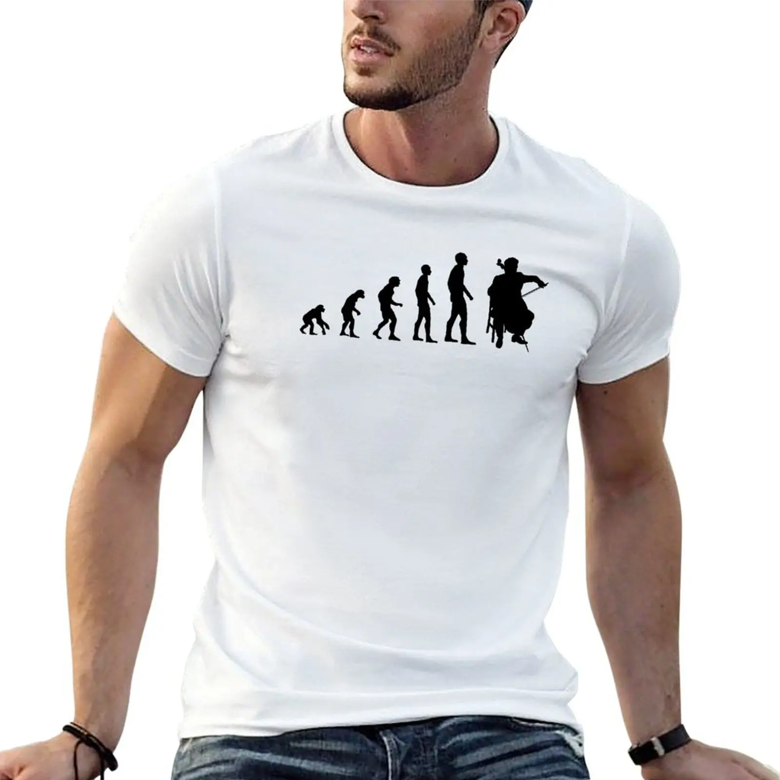 T-Shirt Evolution Of Cello Player pour enseignant en violoncelle et amateur de violoncelle, T-Shirt surdimensionné pour celliste, T-Shirt anime