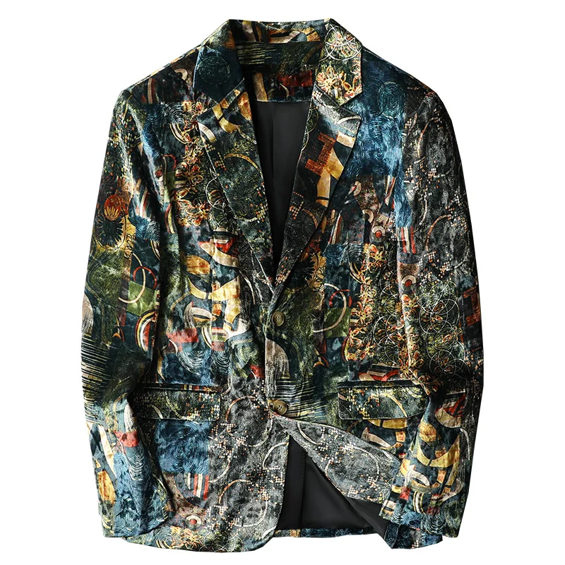 Blazers estampados de luxo masculino, jaqueta casual vintage, slim fit, casamento, negócio, streetwear, jaqueta social, 2022