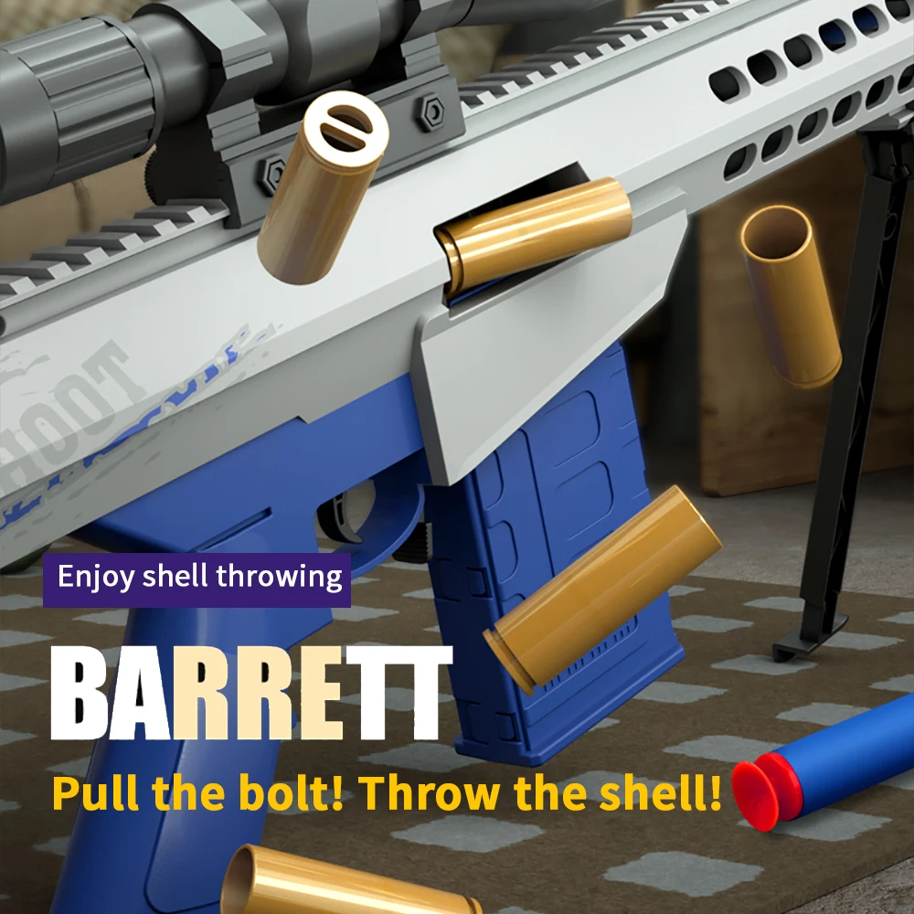 New Barrett Shell Ejection Throwing Sniper Rifle Soft Bullet Toy Gun Game Weapon Manual Loading Launchable Children Boys Toys