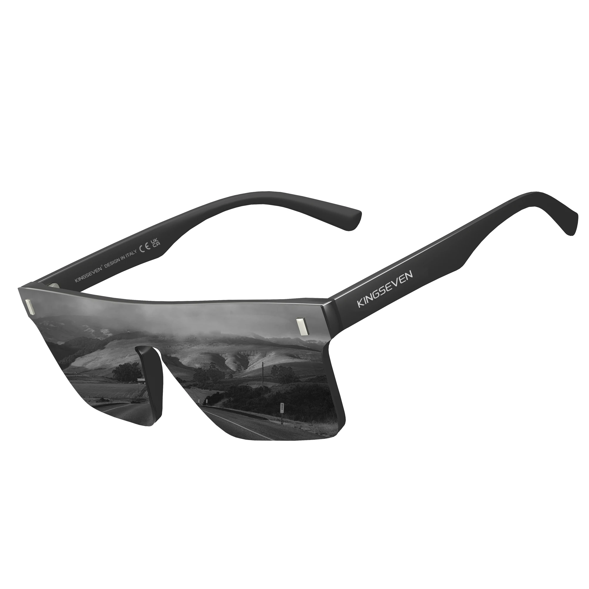 KINGSEVEN Neue Mode-Design frauen Gläser Randlose Sonnenbrille Großen Rahmen Polarisierte Männer Retro Sonnenbrille – Detail 1
