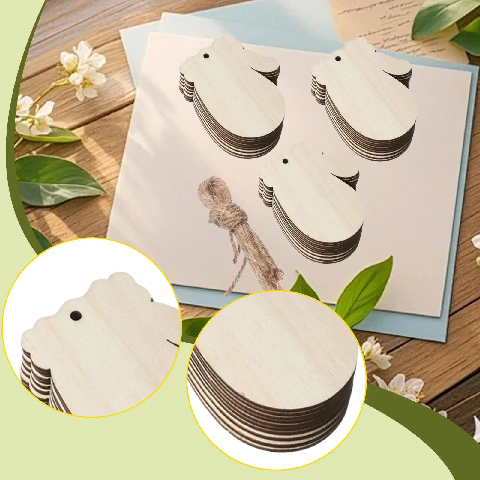 

30 Pieces Unfinished Glove Wood Cutouts Wood Signs Versatile with Holes and Ropes Wooden Ornaments for Holiday Gift Painting