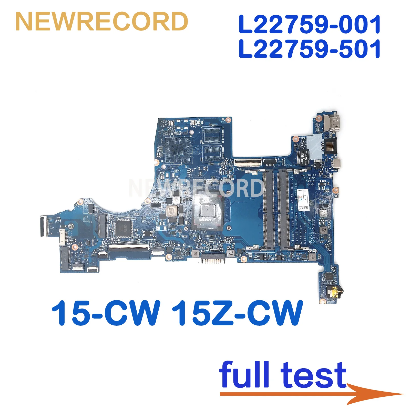 For HP Pavilion 15-CW 15Z-CW Laptop Motherboard L22759-001 L22759-501 DAG7BEMB8D0 G7BE With A9-9425 CPU 100% Test OK