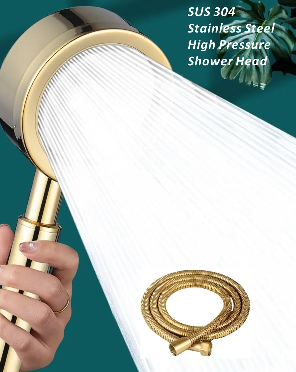 Stainless Steel Shower Head Set 304, Showering And Bathing Handheld High-pressure Shower Head Set For Home Use, Bathroom Access