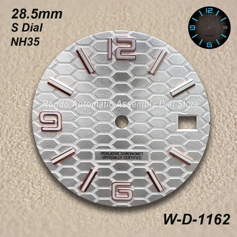 28.5mm Diving S Dial Fit NH35/NH36 Movement Ice Blue Luminous For Date just Quality Watch Modification Accessories Fit 3/3.8
