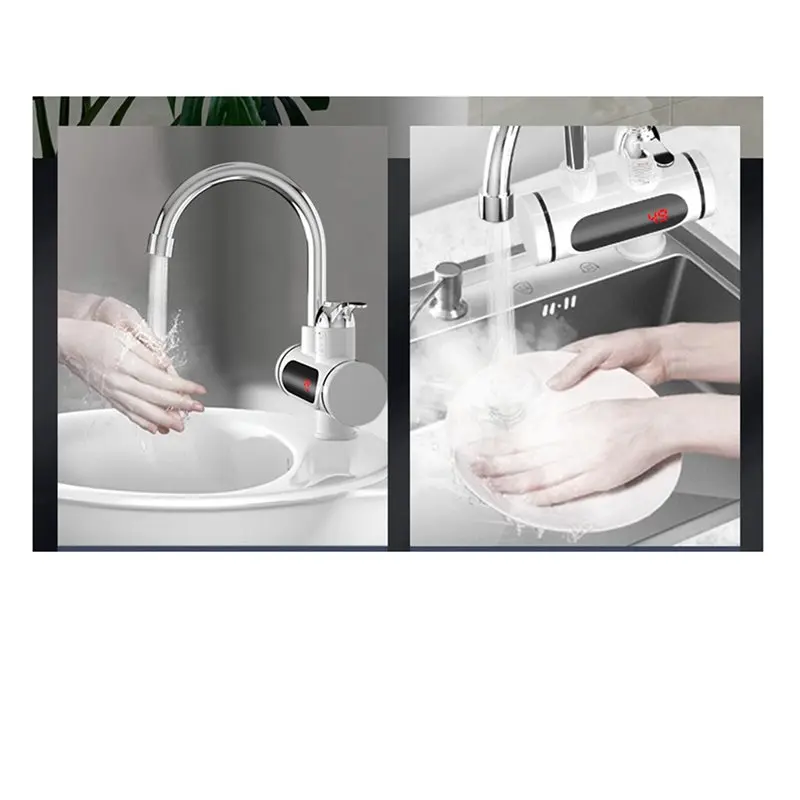 【LAST CHANCE】2X Electric Hot And Cold Water Heater Faucet Quick Heating Tap Water Heater Faucet Conector For Faucet 3000W US Plu