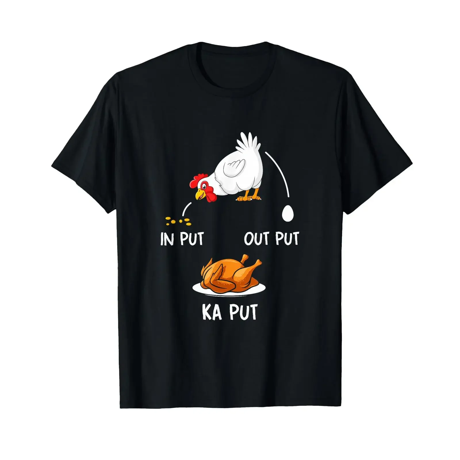 Funny Chicken Entrance Exit Ka Put Farmer T Shirt black vintage Washed homme Soft Comfortable Breathable streetwear