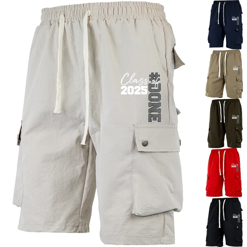 

Cargo Shorts Men Summer Casual Solid Multi-Pocket Drawstring Loose Fit Outdoor Beach Streetwear Tactical Bermuda Short Trousers