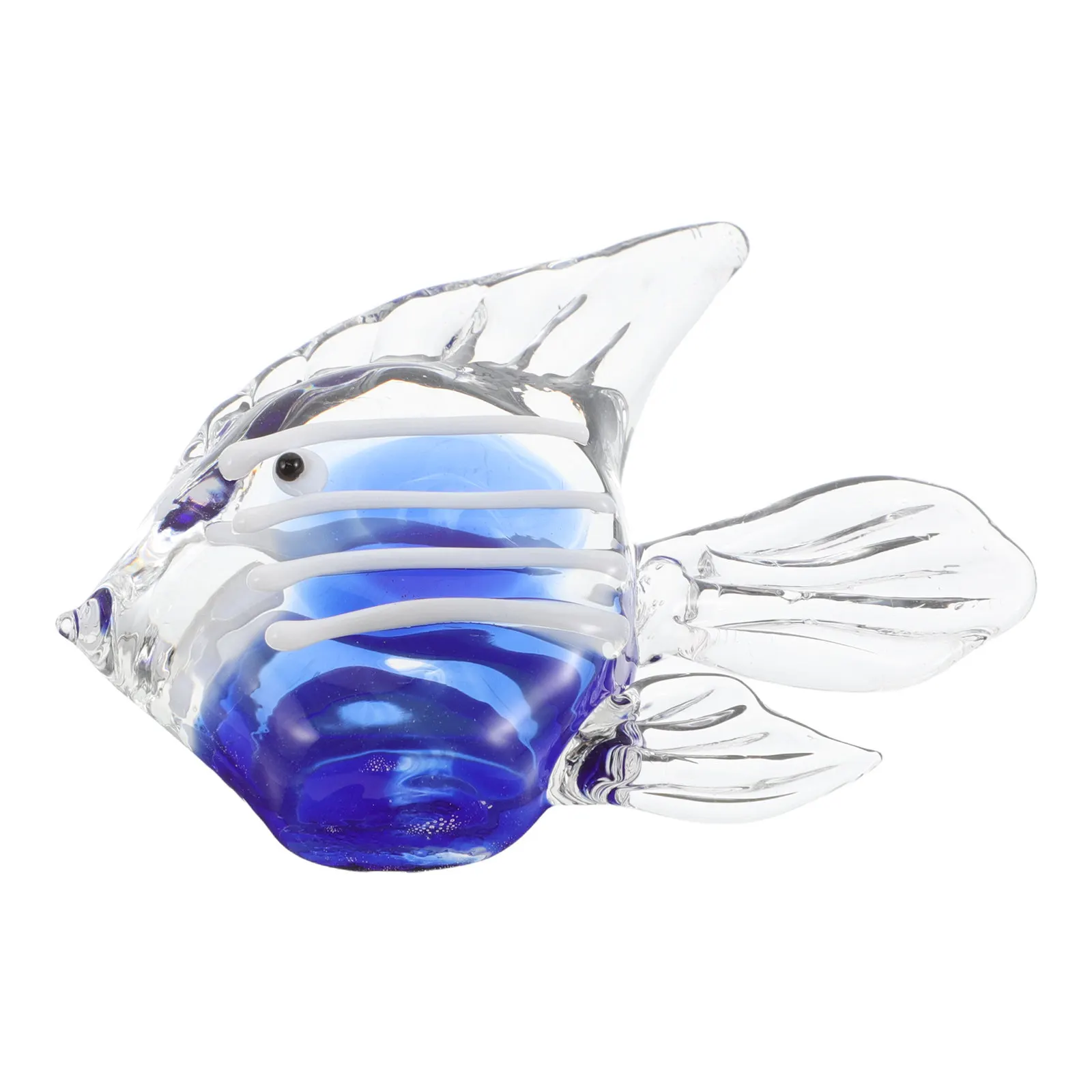 Glass Fish Hand Blown Crystal Sculpture Ocean Inspired Coastal Nautical Table Centerpiece Decorative Sea Glass Statue